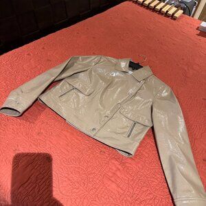 Bagatelle Collection--Taupe Faux Leather Bomber Jacket NWT